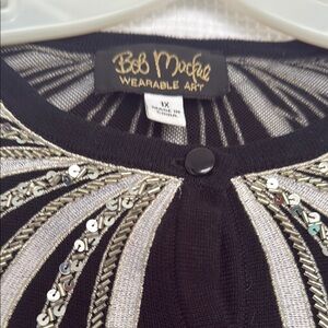 Bob Mackie Black and Silver Cardigan